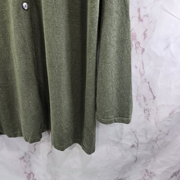 J Jill Sweater Womens XL Green Linen Blend Cardigan Army Olive Button Summer - Picture 4 of 12